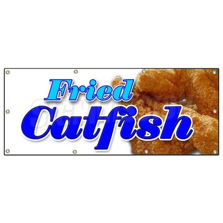 Signmission FRIED CATFISH BANNER SIGN fresh lunch dinner platter sandwich fries B-96 Fried Catfish
